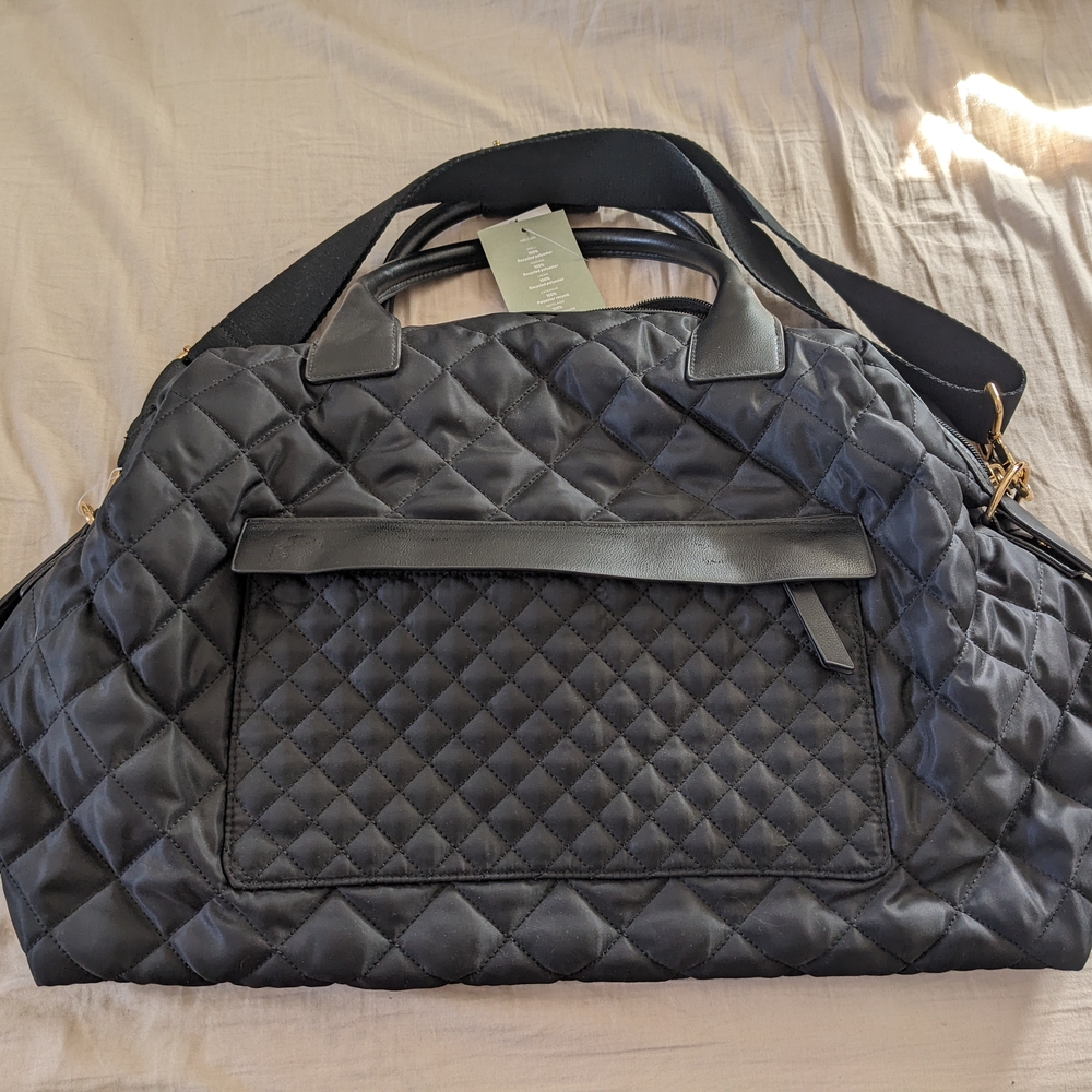 Quilted Black Duffel Bag